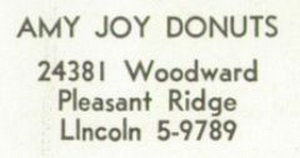 Amy Joy Donuts - 1962 Yearbook Ad